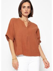 Муслиновая рубашка большого размера коричневого цвета SASSYCLASSY