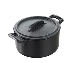 Кастрюля с крышкой, 20 мл, круглая, выглядит как чугунная Revol Porcelaine France, черный