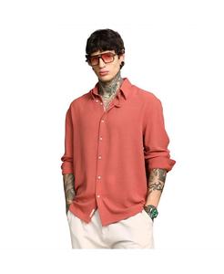 Мужская рубашка кораллово-оранжевого цвета, свободного кроя, мятая Campus Sutra, Orange