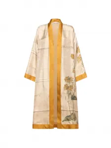 Пальто с цветочным принтом Pierre-Louis Mascia, бежевый