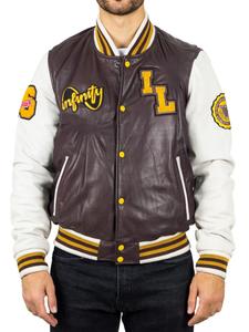 Куртка-бомбер из натуральной кожи, бейсбольное пальто Letterman TruClothing, цвет burgundy