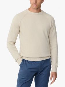 Льняной и хлопковый джемпер с круглым вырезом Hackett London, Stone Beige