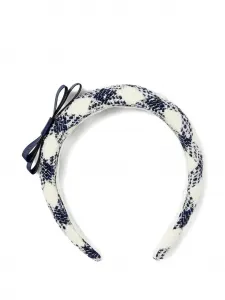 Повязка на голову с бантом и клетчатым узором Self-Portrait Kids, белый