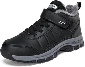 Женские зимние ботинки, снегоступы, высокие с меховой подкладкой, походные ботинки, водонепроницаемые, противоскользящие, для прогулок на улице, теплая повседневная обувь для холодной погоды Qacksv, Black