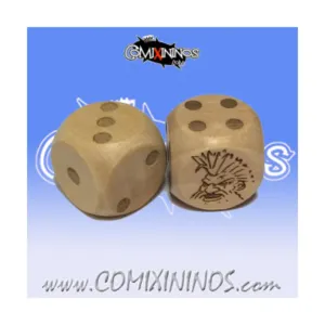 Набор из 2 кубиков гномов с шипами, Fantasy Football Miniatures - Wooden Dice (20mm)