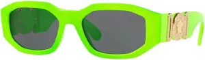 Солнцезащитные очки Versace VE4361 прямоугольной формы для мужчин и женщин + комплект с аксессуарами, Green Fluo / Dark Grey