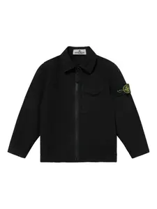 Рубашка Zip-front patch-pocket top Stone Island Junior, черный