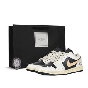 Jordan Баскетбольные кроссовки Air 1 Firefly с антискользящим покрытием, износостойкие, низкие, винтажные, женские, черно-белые