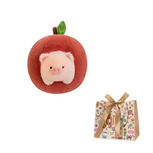Плюшевая кукла Cute Apple Piglet, милый яблочный поросенок, умилительная игрушка для релаксации, высота 26 см YUEMILE, розовый