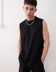 Майка свободного кроя из джерси Reclaimed Vintage из джерси с заниженной проймой черного цвета