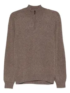 Шерстяной свитер с воротником на молнии Canali, коричневый