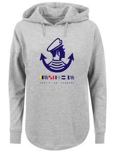 Женская толстовка с капюшоном большого размера с логотипом Knut & Jan Hamburg серого цвета F4NT4STIC