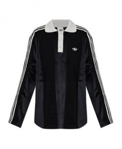 Рубашка-Поло с длинными рукавами Adidas Originals, черный