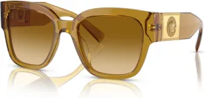 Солнцезащитные очки Versace VE4437U квадратной формы для женщин + комплект с аксессуарами, Transparent Honey / Light Yellow Gradient Orchre