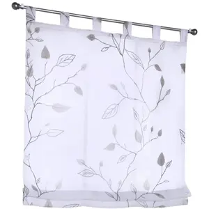 Кутти Римская штора «Бонни», с петлями, свободновисящая, полупрозрачная, полиэстер, петли Kutti, серый/серо-коричневый/белый