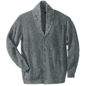 Мужской кардиган большой и высокой вязки Kingsize с шалевым воротником и свитером KingSize, цвет Grey Marl