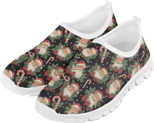 Рождественский узор, мягкие эластичные нескользящие низкие дышащие быстросохнущие кроссовки для мальчиков и девочек, легкие Watdotory, Santa Claus Candy