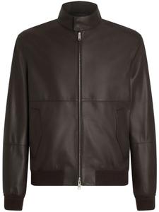 Zegna кожаная куртка на молнии, коричневый