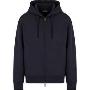 Худи с молнией из джерси с лайоселлом EMPORIO ARMANI, синий
