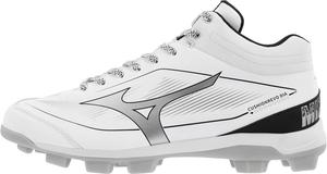 Мужские кроссовки Mizuno Cushionrevo Diamond Mid с шипами TPU, белый/черный