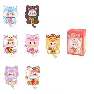 Meow Luck плюшевый кулон-неваляшка счастливый кот слепой коробки одиночный мистический бокс/полный бокс 6 шт Three Little Fuzzies