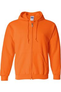 Толстовка унисекс для взрослых Gildan Heavy Blend с капюшоном и застежкой-молнией, цвет safety orange