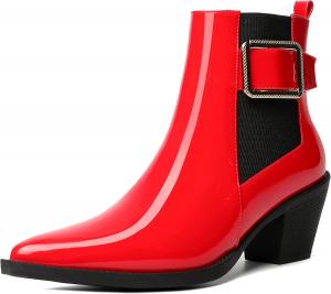 Женские ботильоны MODENCOCO с застежкой на ремешок на щиколотке, вечерние, с модной пряжкой, остроконечным носком, массивным низким каблуком 2,5 дюйма