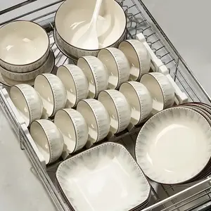 Ceramics Набор японской минималистичной керамической посуды с подглазурным покрытием на 6 персон, 30 предметов, с чайником и подарочной упаковкой