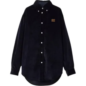 MIU MIU Футболка Women's Marine Blue Lapel Moderate Others