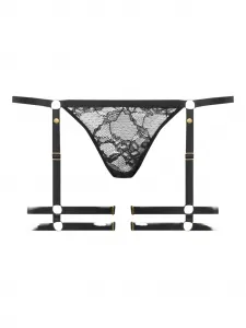 Кружевные стринги с пажами Maison Close, черный