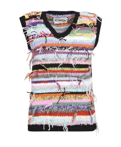 Разноцветный шерстяной жилет с V-образным вырезом Cavia, мультиколор