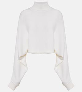 Шерстяной свитер с высоким воротом Alaïa, цвет blanc naturel