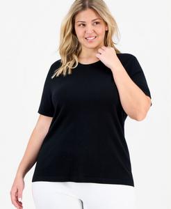 Свитер из мериносовой шерсти с коротким рукавом, больших размеров Anne Klein, Anne Black