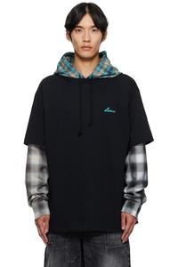 Клетчатая худи с многослойным капюшоном We11Done, черный