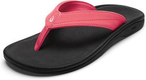 Женские пляжные сандалии OLUKAI Ohana, водонепроницаемые шлепанцы, поддержка свода стопы и комфортная посадка, легкие и прочные, улучшенное сцепление и устойчивость, черный/розовый