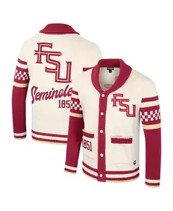 Мужской и женский кремовый джемпер Florida State Seminoles Wild Collective с пуговицами в технике жаккард Colosseum