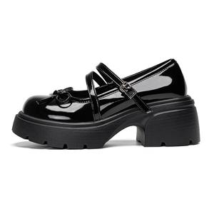 WARRIOR Туфли Мэри Джейн на массивном каблуке 6 см, женские, черные