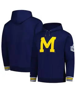 Мужская синяя толстовка Michigan Wolverines с вышивкой цепным стежком Mitchell & Ness