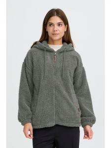 Флисовая куртка OXBERINA ZIPHOODIE серого цвета с капюшоном Oxmo