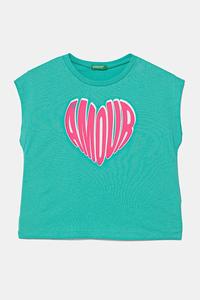 Детская хлопковая футболка United Colors Of Benetton, бирюзовый