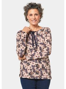 GOLDNER Укороченный размер: Футболка с принтом в оригинальном дизайне, песочного цвета/с узором