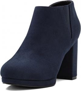 Женские ботильоны на высоком каблуке с эластичной вставкой, платформой и круглым носком, боковой молнией, для работы, шопинга и вечеринок, размеры 4-16 US Wo wagas, Blue