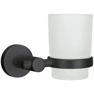 Чашка для зубной щетки Kleine Wolke «Apollo Nero», стекло/алюминий, цвет transparent/schwarz