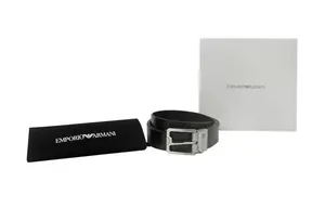 EMPORIO ARMANI Кожаный ремень с логотипом для делового стиля, Box