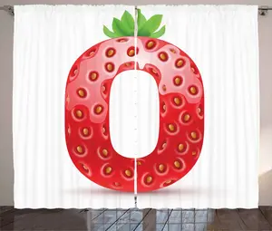 Штора ABAKUHAUS Буква О в деревенском стиле, с ярким фруктовым капителем, универсальная тесьма для гостиной с петлями и крючками, 280 x 245 см, цвет: ярко-оранжевый, зеленый Abakuhaus