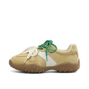 OCCAMAN Дышащие легкие износостойкие увеличивающие рост туфли низкие повседневные женские бежево-желтые (стелька из овчины), цвет Beige Yellow (Sheepskin Insole)