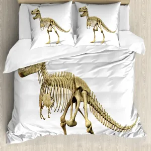 Пододеяльник ABAKUHAUS с изображением динозавра, первобытный, устойчив к клещам, подходит для аллергиков, с наволочками, 155 см x 220 см - 80 x 80 см, цвет слоновой кости Abakuhaus
