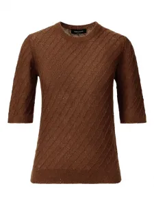 Джемпер ребристой вязки, украшенный пайетками Fabiana Filippi, коричневый