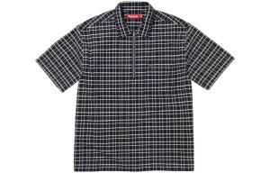 Клетчатая вельветовая половинная молния S/S рубашка Supreme, marine синий/navy