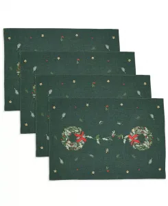 Вышитые салфетки в виде венков, набор из 4 шт. Saro Lifestyle, green